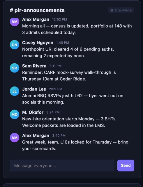 Org-wide announcements chat